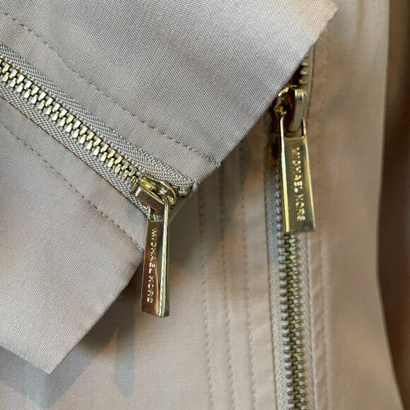 Michael Kors Asymmetrical Cotton Blend Trench Coat Draped Collar Tan, Size Small - Picture 6 of 14